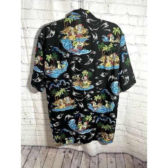 ALVISH MENS HAWAIIAN SANTA CHRISTMAS SHORT SLEEVE BUTTON FRONT SHIRT (XL) - Picture 7 of 7